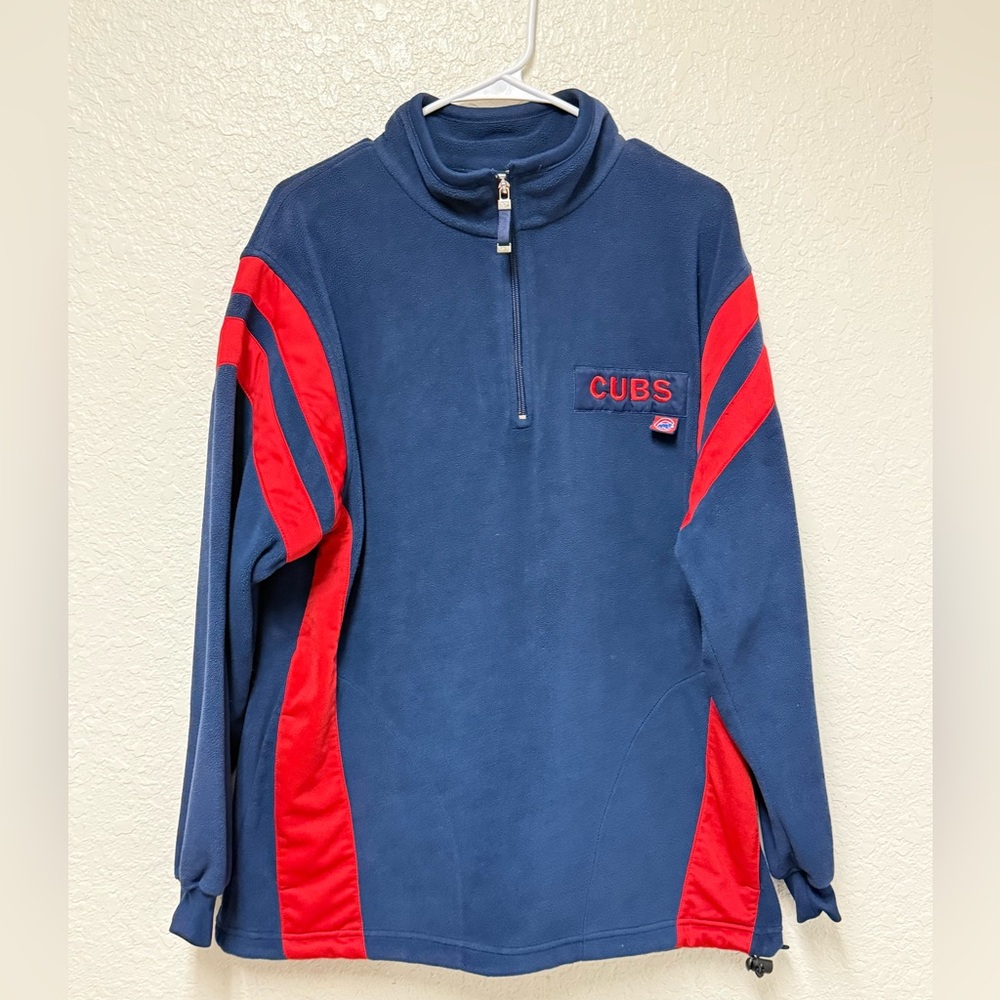 Chicago Cubs Navy and Red Men's Fleece Pullover Size - Picture 2 of 16